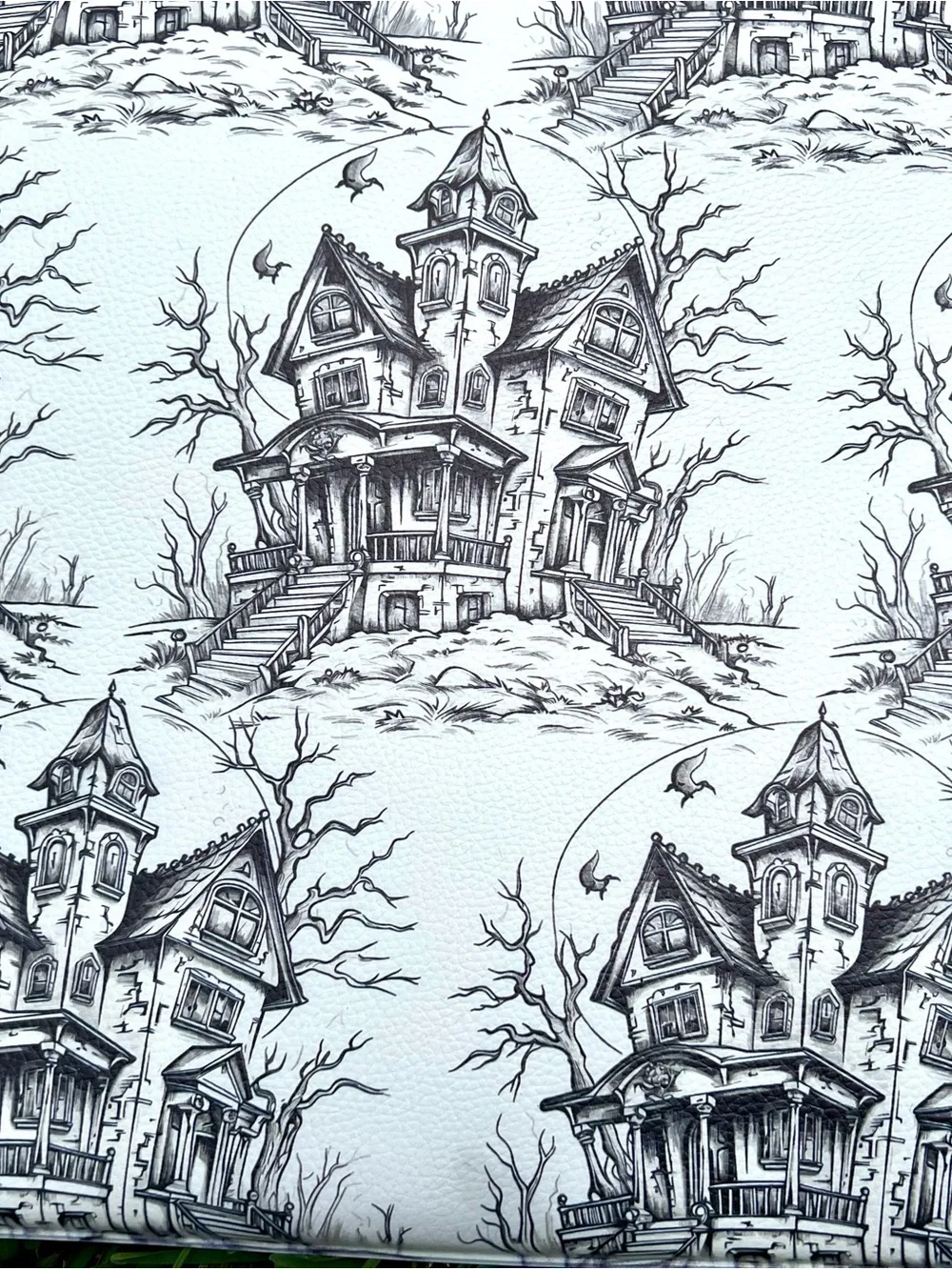 Halloween Haunted House Anti Fatigue Floor Mat Black & White Gothic Mansion